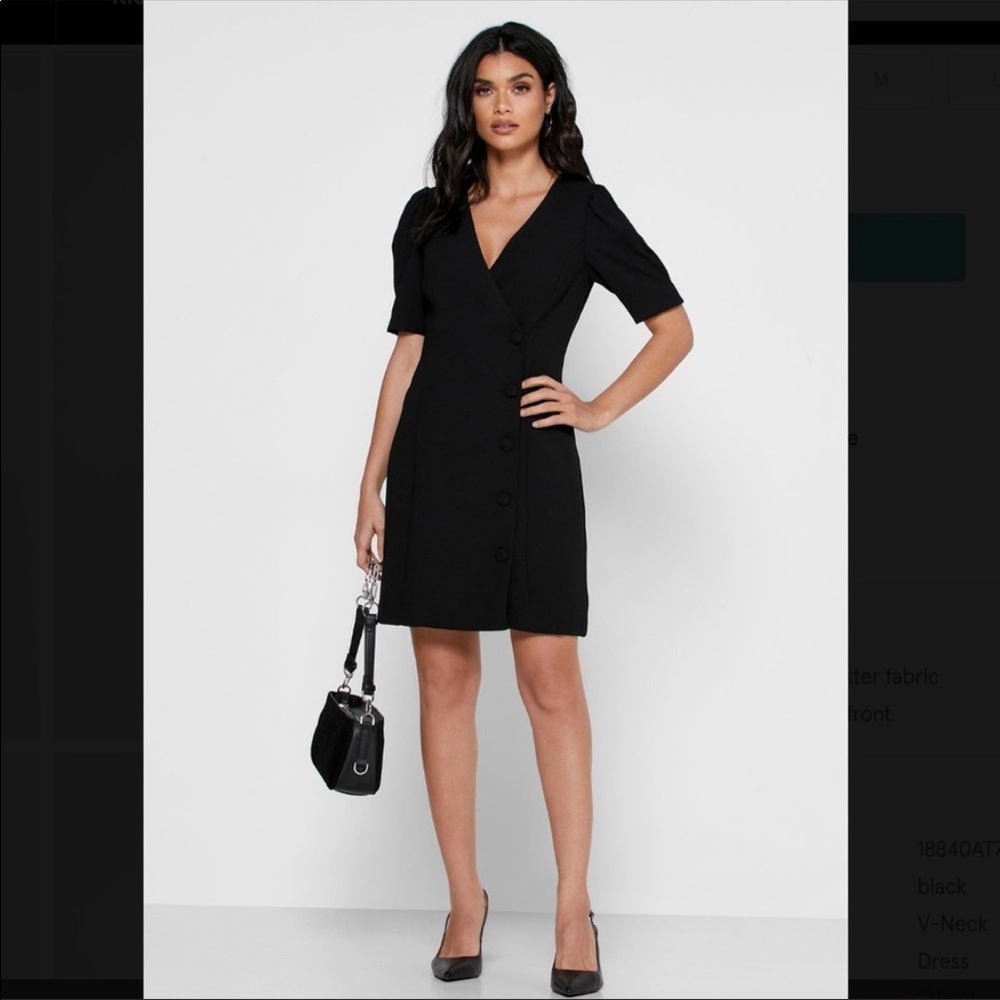 Mango V neck button down dress